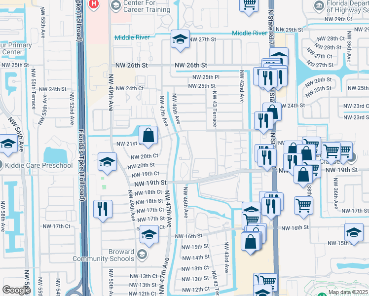 map of restaurants, bars, coffee shops, grocery stores, and more near in Lauderhill