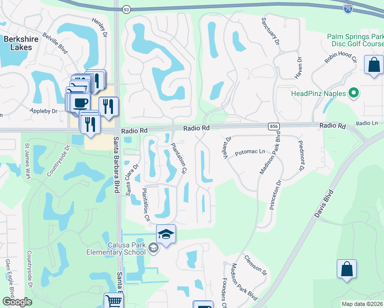 map of restaurants, bars, coffee shops, grocery stores, and more near 145 Sabal Lake Drive in Naples