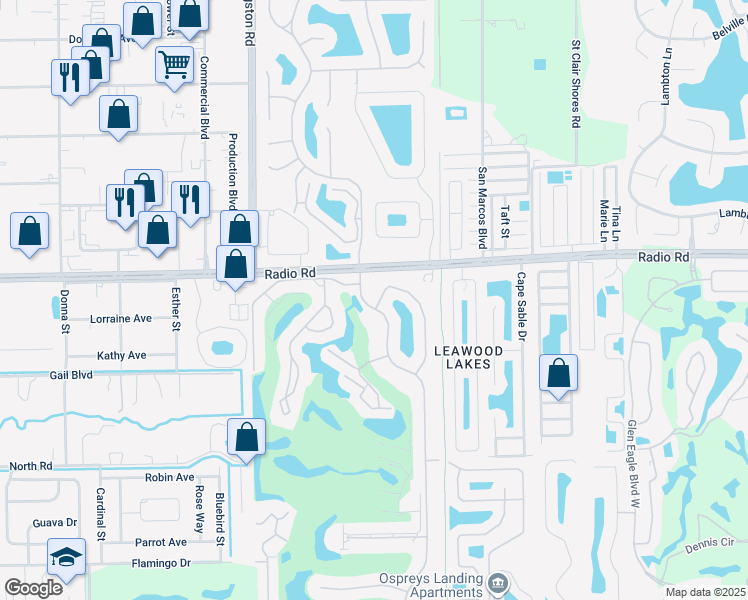 map of restaurants, bars, coffee shops, grocery stores, and more near 181 Kings Way in Naples