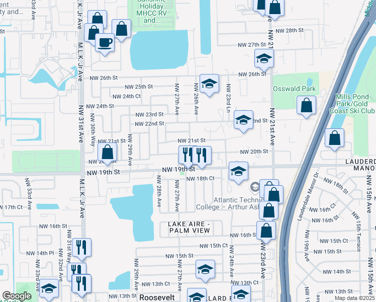 map of restaurants, bars, coffee shops, grocery stores, and more near 2001 Northwest 26th Avenue in Fort Lauderdale