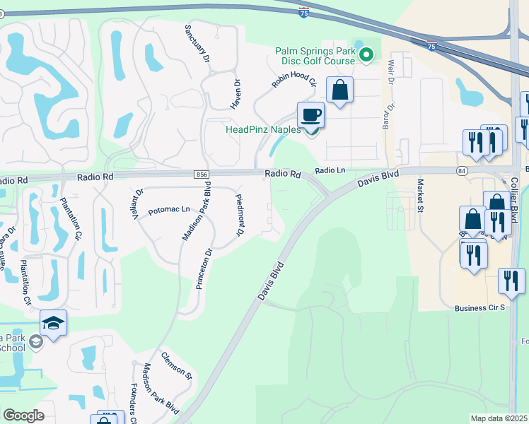 map of restaurants, bars, coffee shops, grocery stores, and more near 8245 Ibis Club Drive in Naples