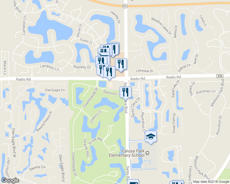 map of restaurants, bars, coffee shops, grocery stores, and more near 7335 Glenmoor Lane in Naples