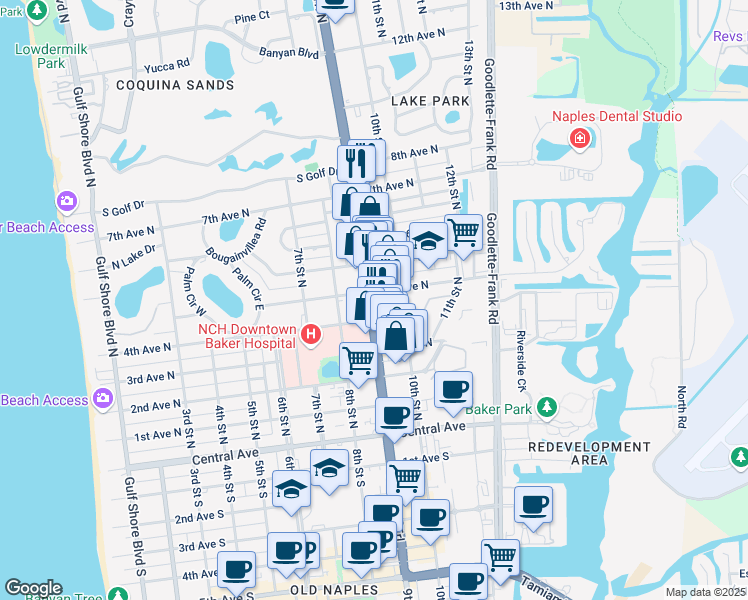 map of restaurants, bars, coffee shops, grocery stores, and more near 470 U.S. 41 in Naples