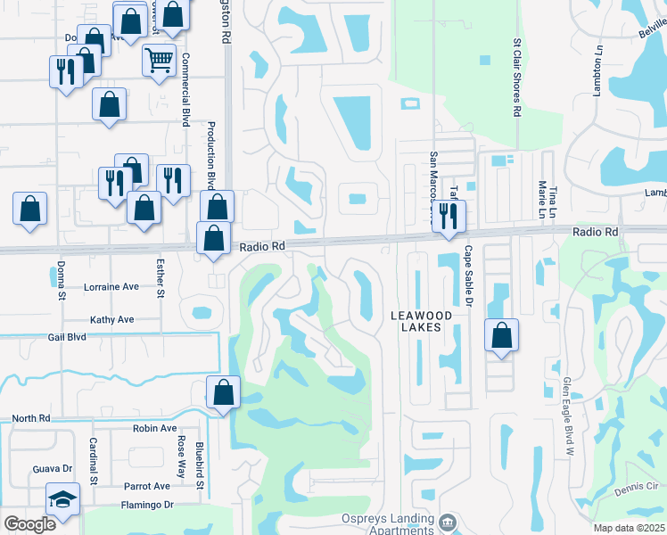 map of restaurants, bars, coffee shops, grocery stores, and more near 181 Kings Way in Naples