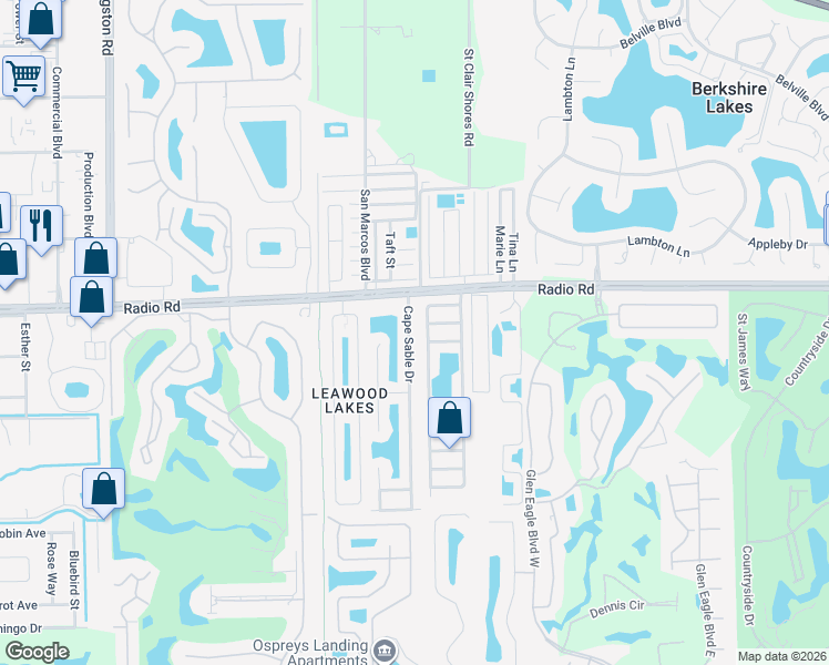 map of restaurants, bars, coffee shops, grocery stores, and more near 125 Cape Sable Drive in Naples