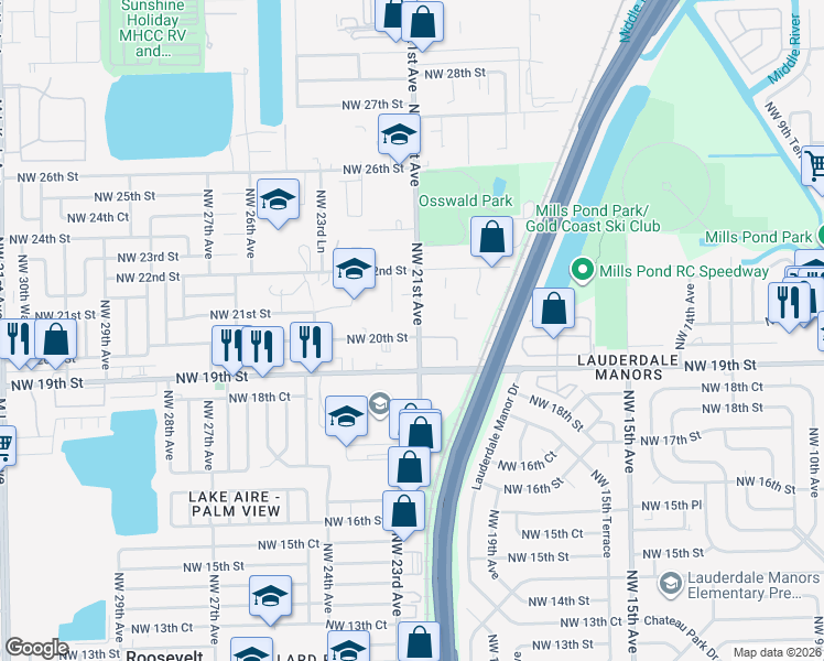 map of restaurants, bars, coffee shops, grocery stores, and more near in Fort Lauderdale