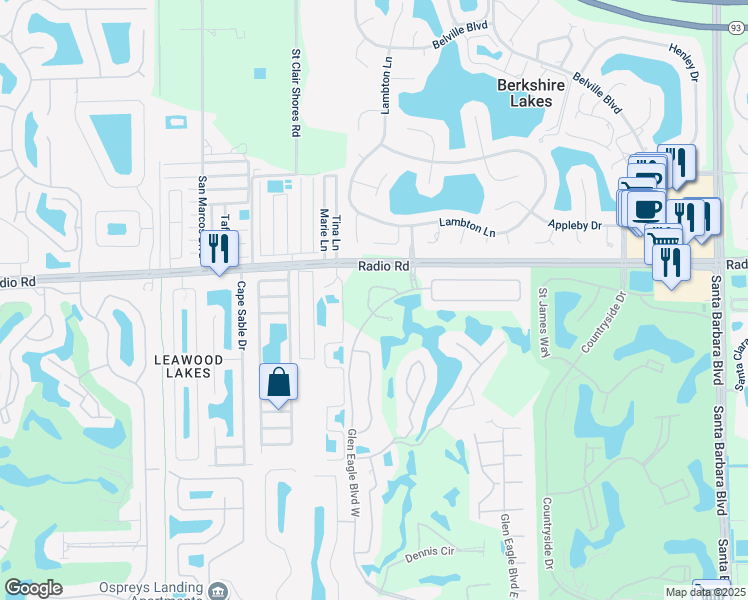 map of restaurants, bars, coffee shops, grocery stores, and more near 366 Harvard Lane in Naples