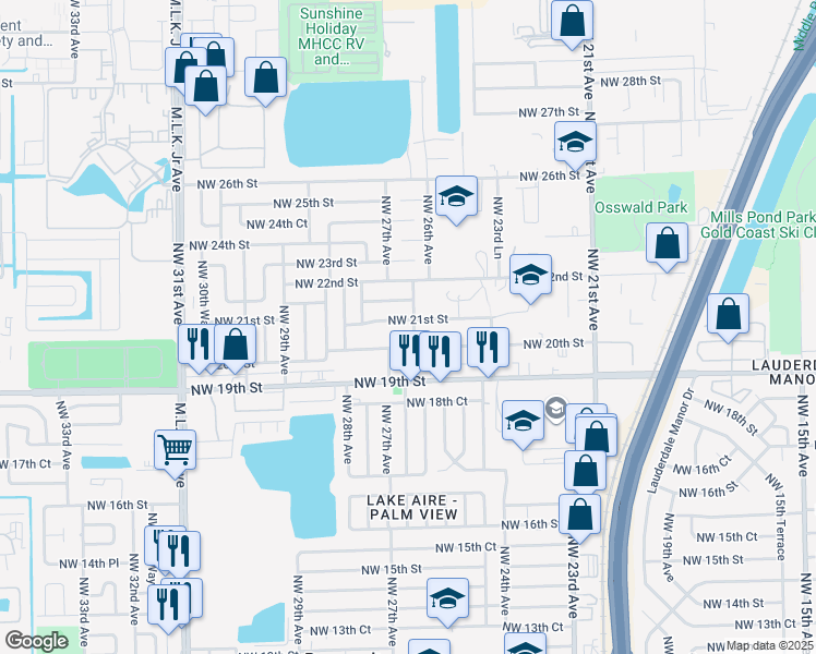 map of restaurants, bars, coffee shops, grocery stores, and more near 2001 Northwest 26th Avenue in Fort Lauderdale