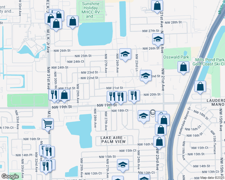map of restaurants, bars, coffee shops, grocery stores, and more near 2001 Northwest 26th Avenue in Fort Lauderdale