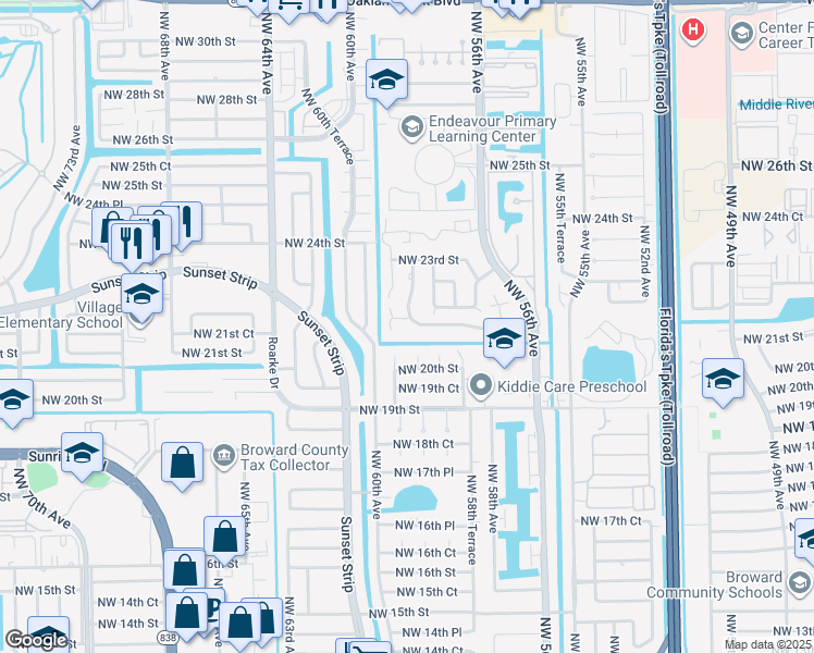 map of restaurants, bars, coffee shops, grocery stores, and more near 2031-2039 Northwest 59th Avenue in Lauderhill