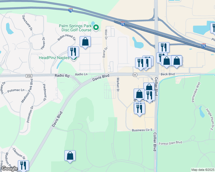 map of restaurants, bars, coffee shops, grocery stores, and more near 8609 Jilk cir in Naples