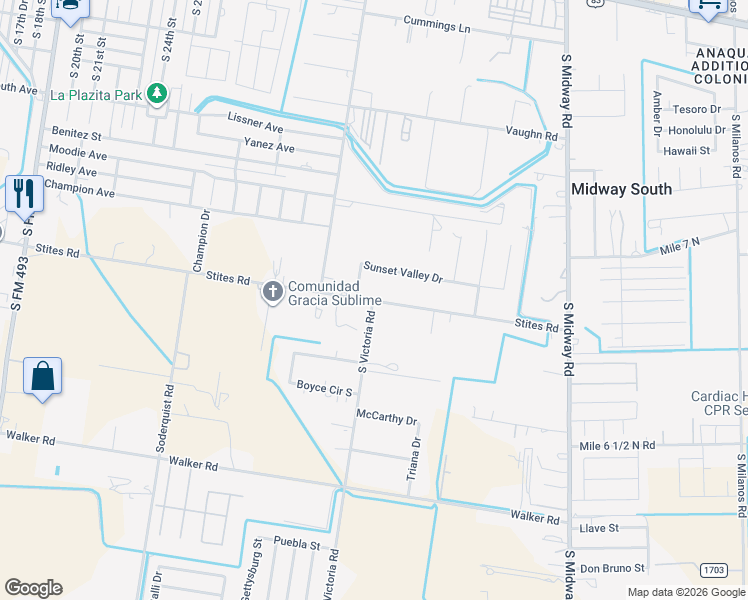map of restaurants, bars, coffee shops, grocery stores, and more near 3205 Stites Road in Donna