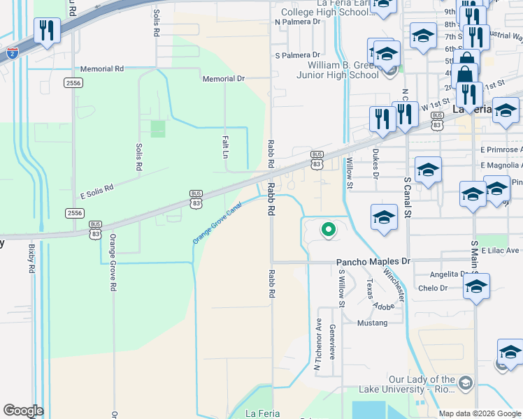 map of restaurants, bars, coffee shops, grocery stores, and more near 11654 U.S. 83 Business in La Feria