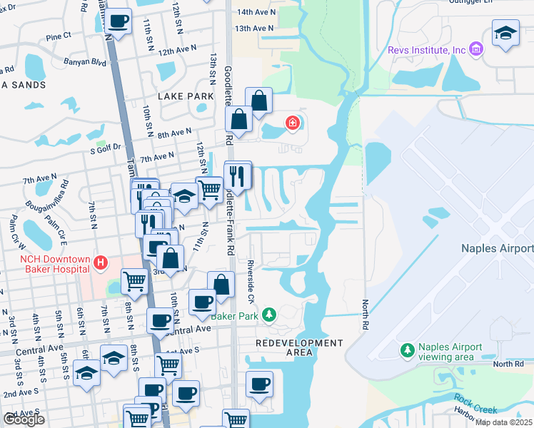 map of restaurants, bars, coffee shops, grocery stores, and more near 1315 5th Avenue North in Naples