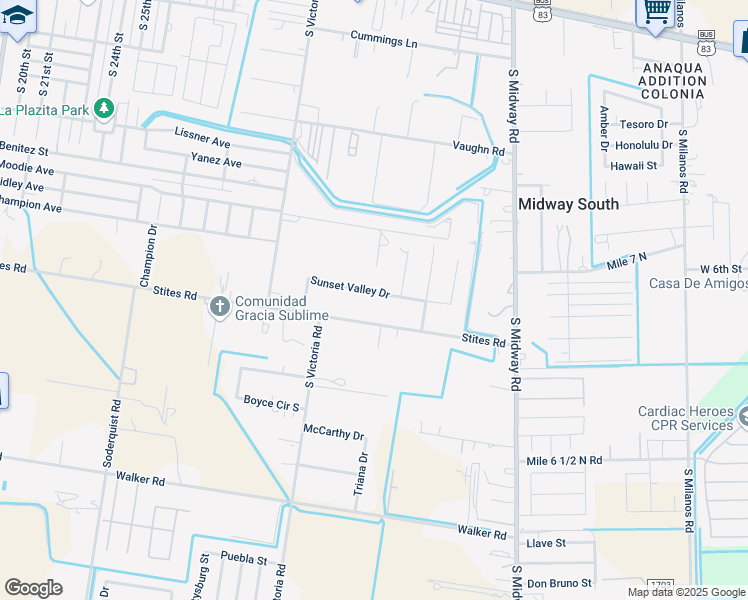 map of restaurants, bars, coffee shops, grocery stores, and more near 3510 Sunset Valley Drive in Donna