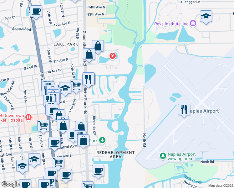 map of restaurants, bars, coffee shops, grocery stores, and more near 1400 5th Avenue North in Naples