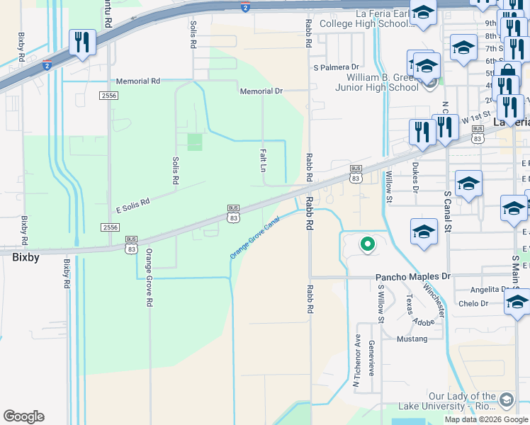 map of restaurants, bars, coffee shops, grocery stores, and more near 11528 U.S. 83 Business in La Feria