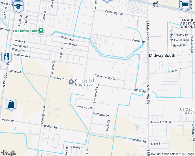 map of restaurants, bars, coffee shops, grocery stores, and more near 3205 Stites Road in Donna