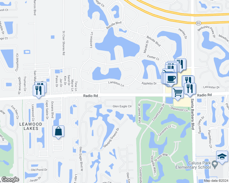 map of restaurants, bars, coffee shops, grocery stores, and more near 6792 Weatherby Court in Naples