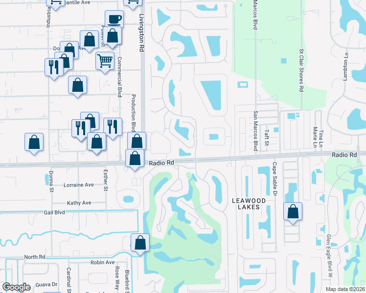 map of restaurants, bars, coffee shops, grocery stores, and more near 354 Dover Place in Naples