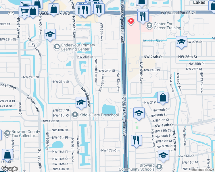 map of restaurants, bars, coffee shops, grocery stores, and more near 5311 Northwest 22nd Court in Lauderhill