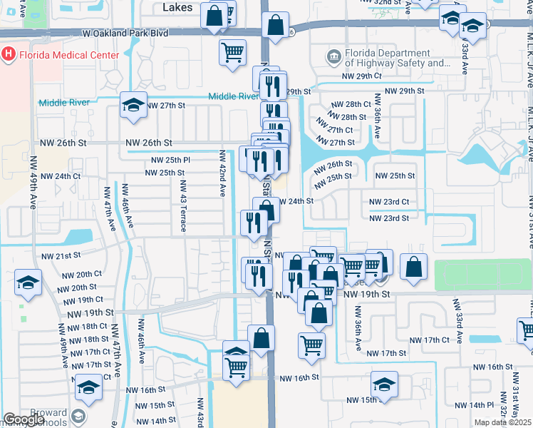 map of restaurants, bars, coffee shops, grocery stores, and more near 2331 Florida 7 in Lauderhill