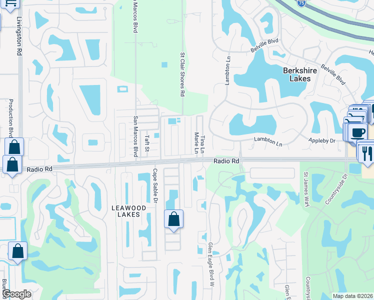 map of restaurants, bars, coffee shops, grocery stores, and more near 140 Kim Drive in Naples
