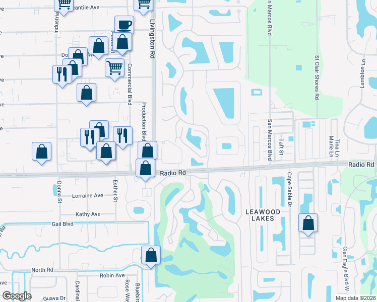 map of restaurants, bars, coffee shops, grocery stores, and more near 354 Dover Place in Naples