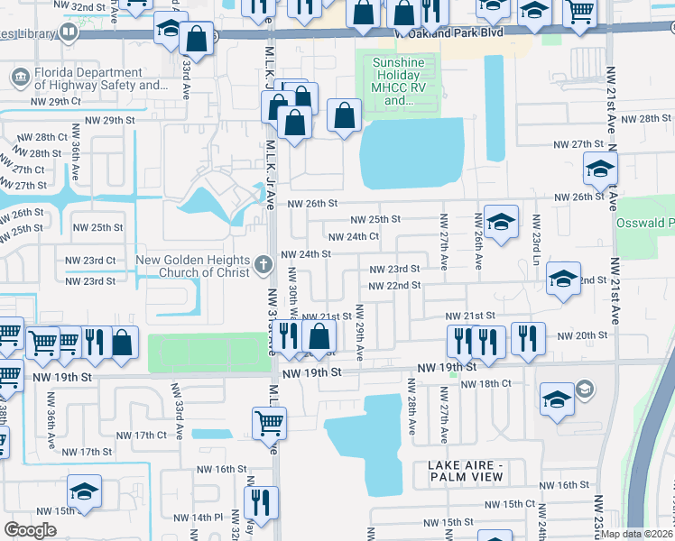 map of restaurants, bars, coffee shops, grocery stores, and more near 2350 Northwest 30th Avenue in Fort Lauderdale