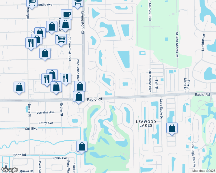 map of restaurants, bars, coffee shops, grocery stores, and more near 354 Dover Place in Naples
