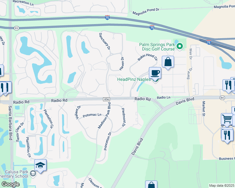 map of restaurants, bars, coffee shops, grocery stores, and more near 7808 Regal Heron Circle in Naples