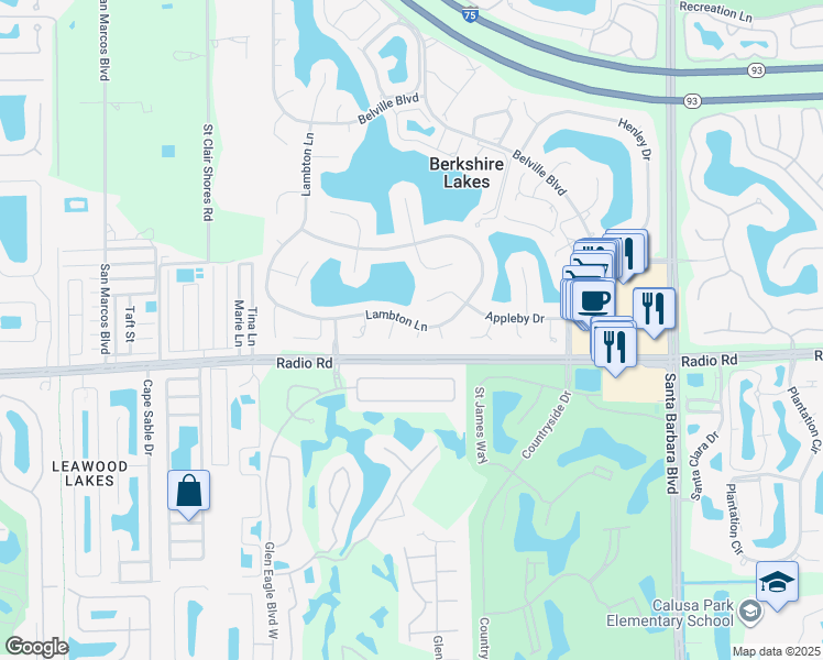 map of restaurants, bars, coffee shops, grocery stores, and more near 6827 Darby Court in Naples