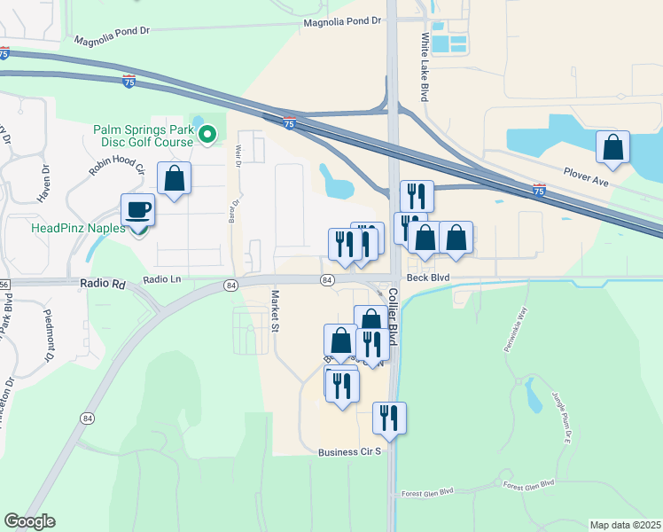 map of restaurants, bars, coffee shops, grocery stores, and more near 116 Jayrose Place in Naples