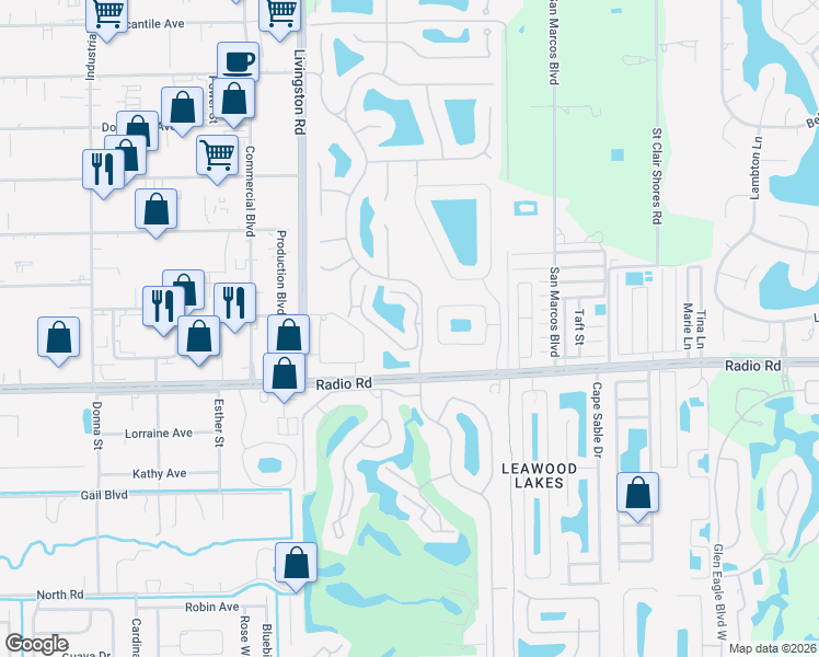 map of restaurants, bars, coffee shops, grocery stores, and more near 354 Dover Place in Naples