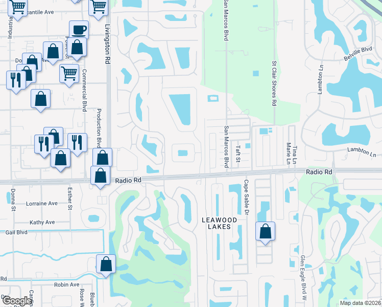 map of restaurants, bars, coffee shops, grocery stores, and more near 223 Stanhope Circle in Naples