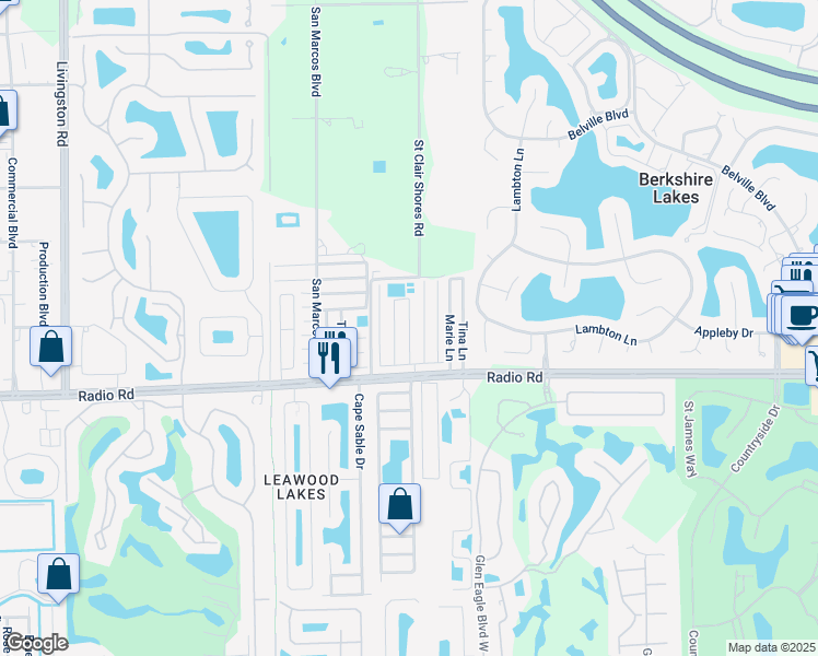 map of restaurants, bars, coffee shops, grocery stores, and more near 140 Kim Drive in Naples