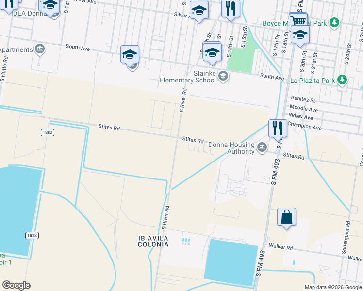 map of restaurants, bars, coffee shops, grocery stores, and more near 1244 Stites Road in Donna