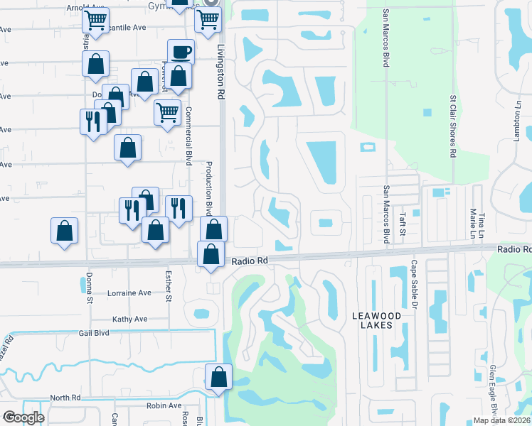 map of restaurants, bars, coffee shops, grocery stores, and more near 360 Dover Place in Naples