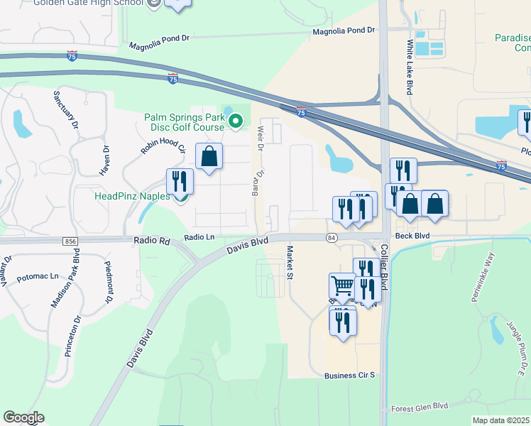 map of restaurants, bars, coffee shops, grocery stores, and more near 638 Wickham Street in Naples