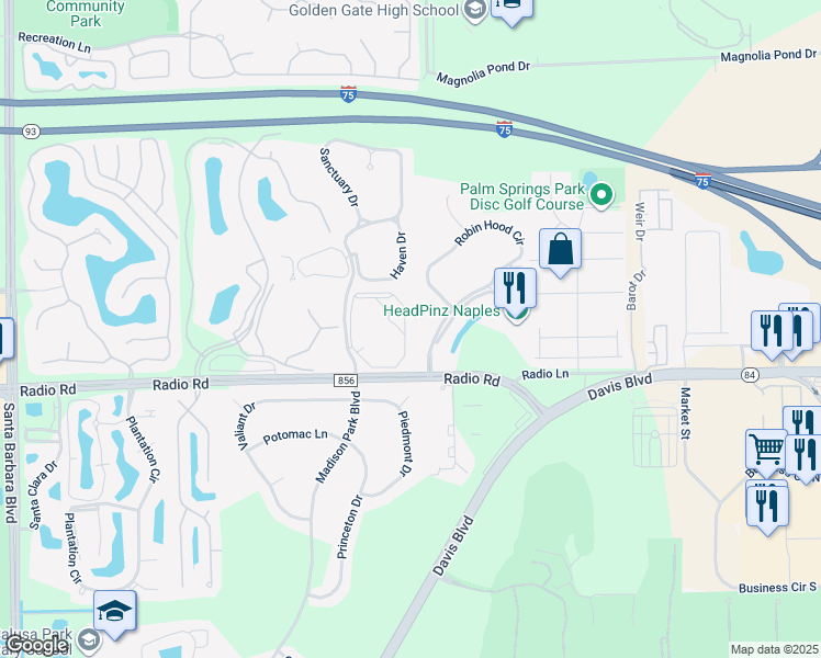 map of restaurants, bars, coffee shops, grocery stores, and more near 7819 Regal Heron Circle in Naples