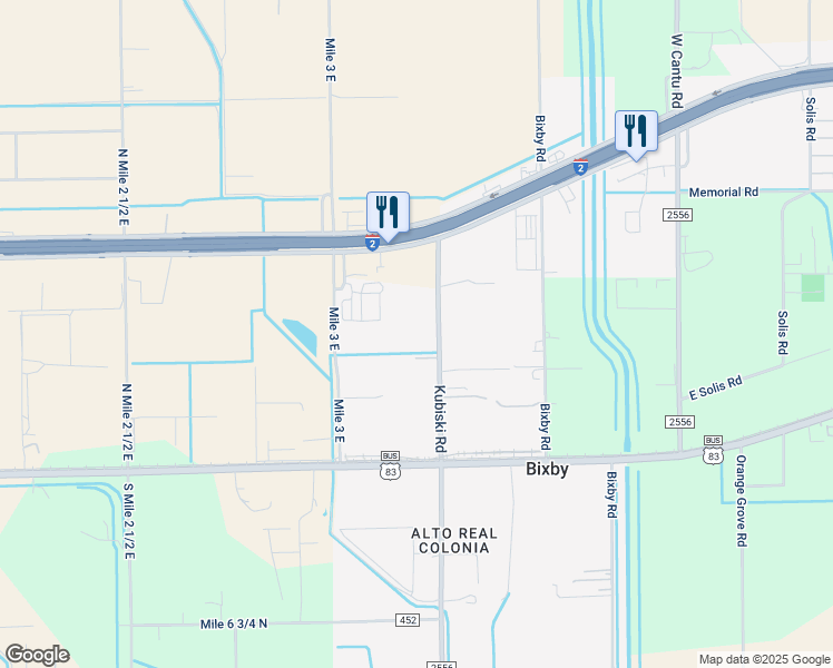 map of restaurants, bars, coffee shops, grocery stores, and more near 27744 Kubiski Road in La Feria