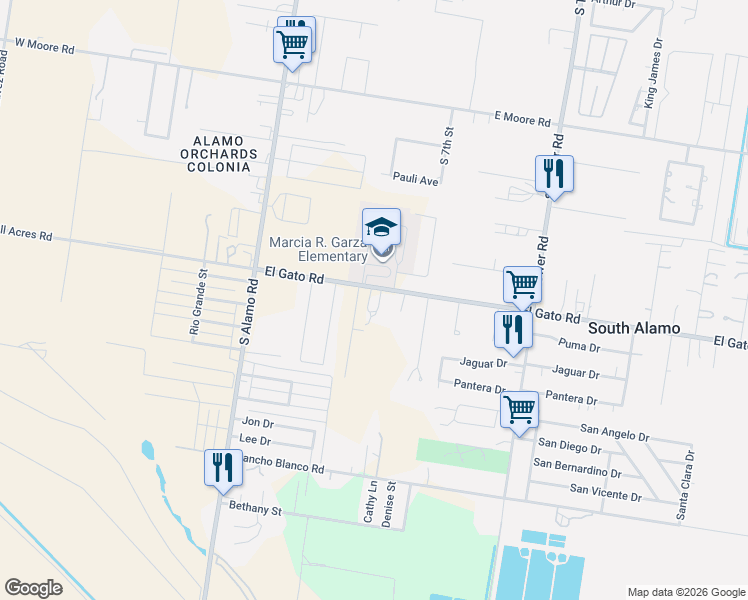 map of restaurants, bars, coffee shops, grocery stores, and more near 813 El Gato Road in Alamo