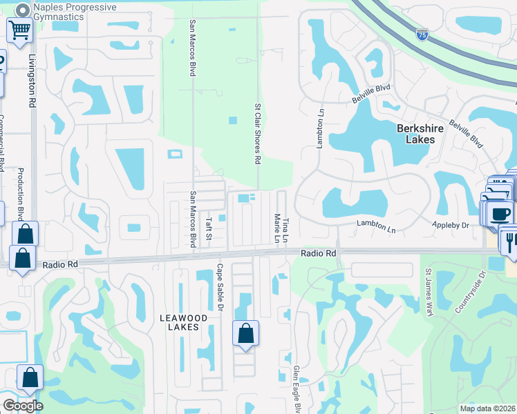 map of restaurants, bars, coffee shops, grocery stores, and more near 151 Kim Drive in Naples