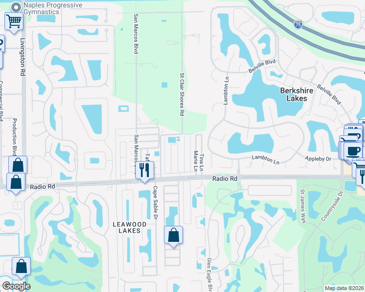 map of restaurants, bars, coffee shops, grocery stores, and more near 151 Kim Drive in Naples