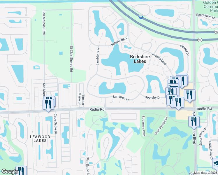 map of restaurants, bars, coffee shops, grocery stores, and more near 6685 Huntley Lane South in Naples