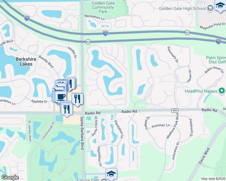 map of restaurants, bars, coffee shops, grocery stores, and more near 7478 Lourdes Court in Naples