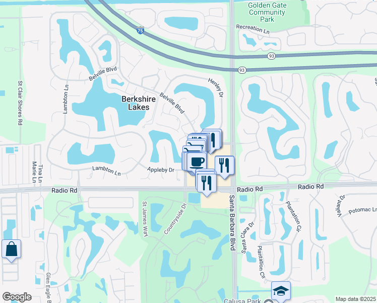 map of restaurants, bars, coffee shops, grocery stores, and more near 4 Bennington Drive in Naples