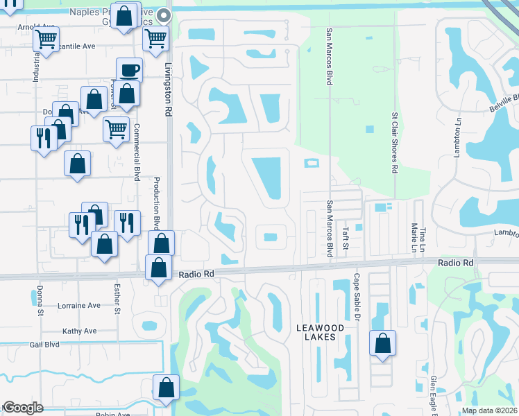 map of restaurants, bars, coffee shops, grocery stores, and more near 761 Crossfield Circle in Naples