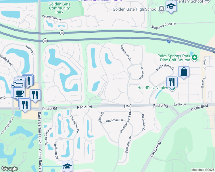 map of restaurants, bars, coffee shops, grocery stores, and more near 531 Joseph Court in Naples