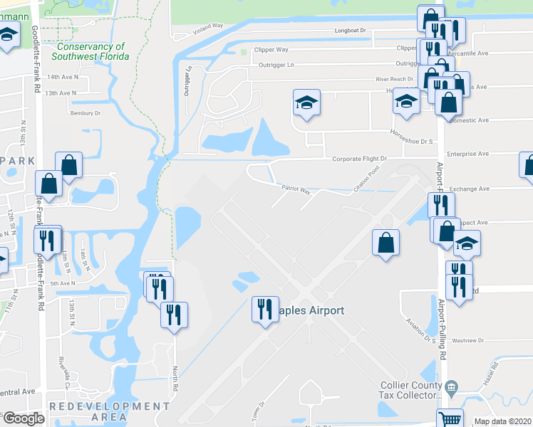 map of restaurants, bars, coffee shops, grocery stores, and more near 300 Freedom Way in Naples